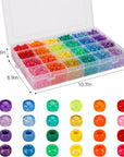 2880Pcs Pony Beads Kit, Kandi Beads for Hair, Rainbow Beads Plastic Bead for Craft 6 X 9Mm 24 Colors 4 Styles Large Hole Beads Set for Bracelets Jewelry Making
