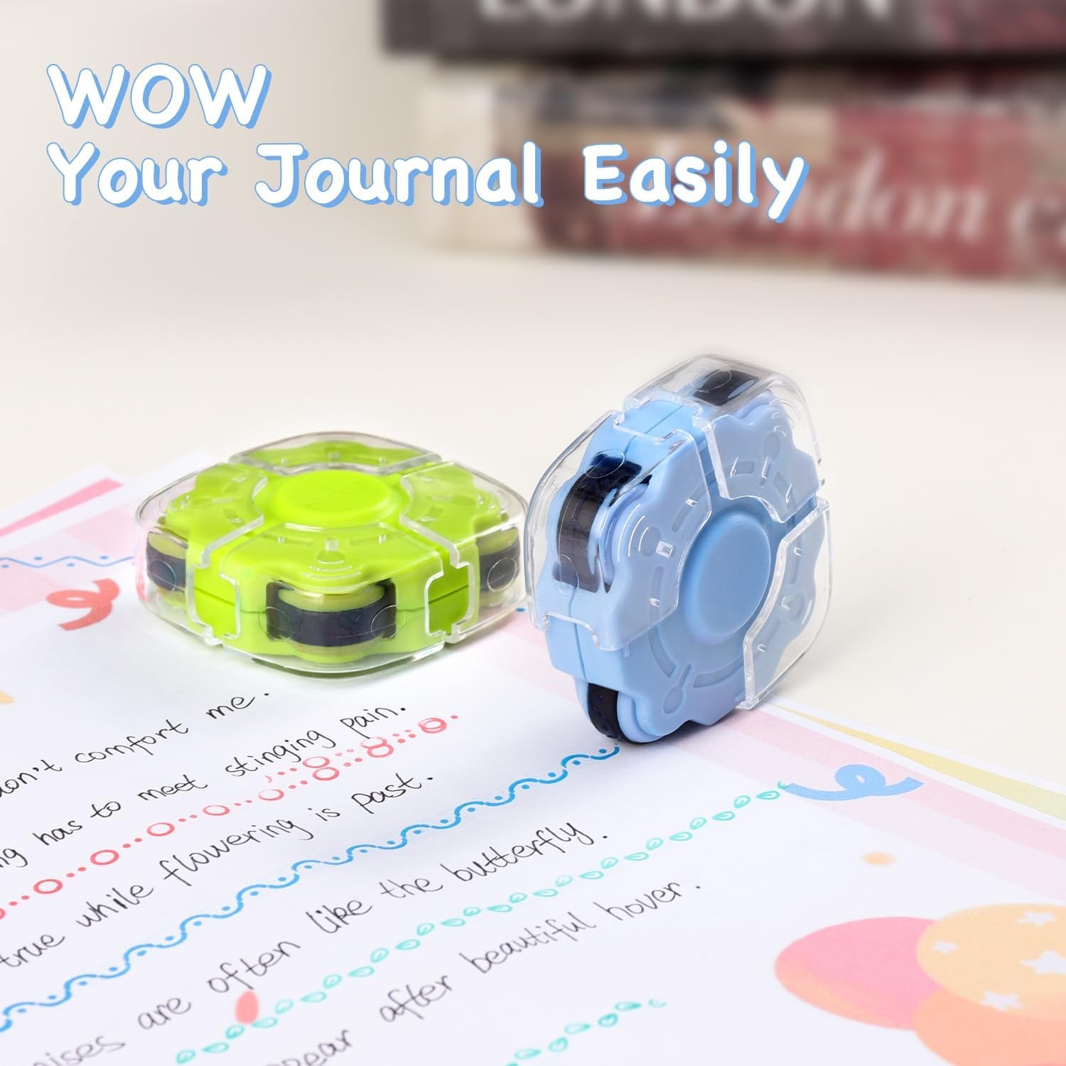 Bullet Journal Roller Stamps, 4 Different Patterns in 1 Craft Stamps for Toddlers, Kids, Planner, Journaling, Card Making, Scrapbook Supplies. Invite Your Creativity&amp;Making It from Drab to Fab