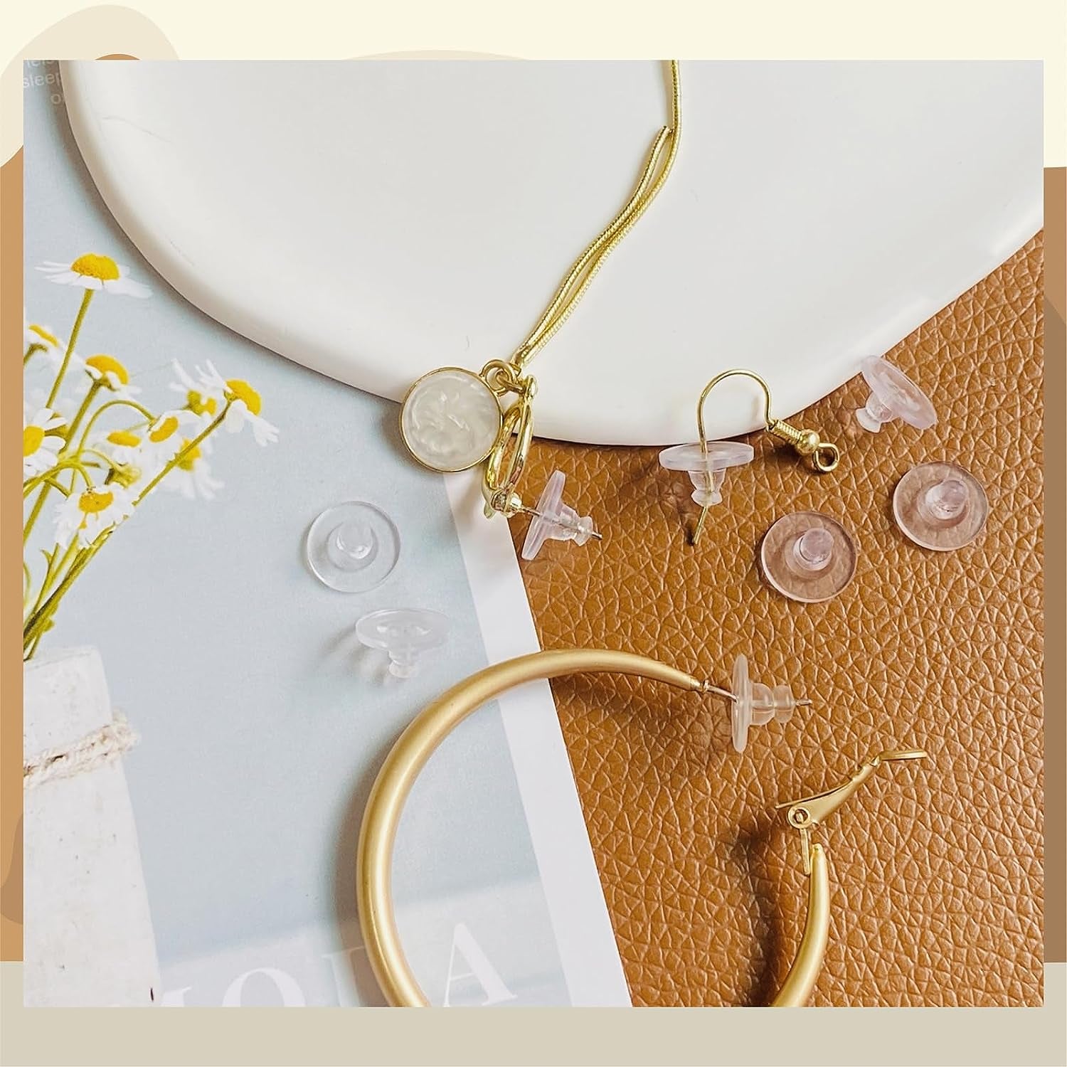 Earring Backs, Silicone Earring Backings, Clear Rubber Earring Safety Back Stoppers, Soft Clutch Ear Locking with Pad (Pack of 100)