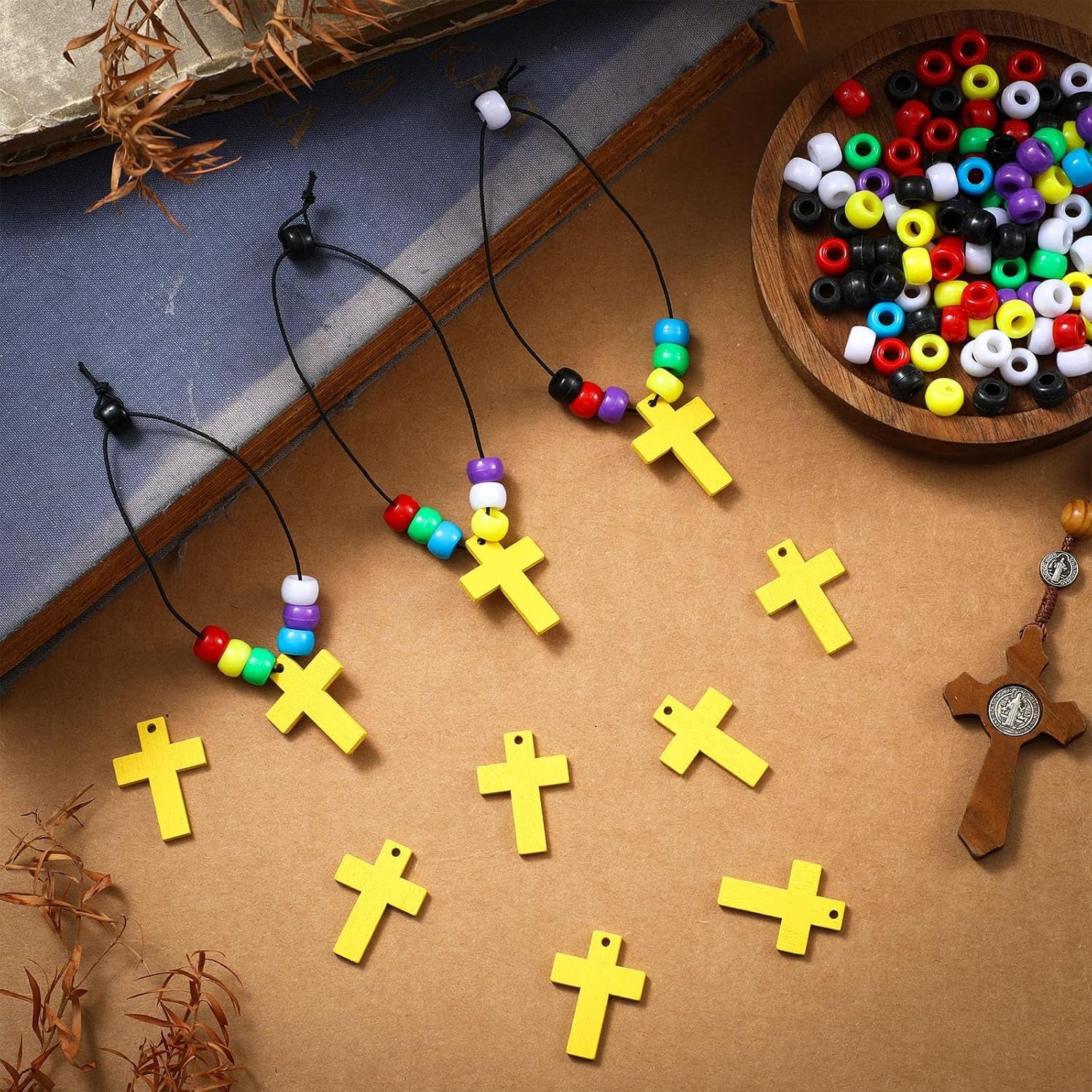 36 Sets Bible Crafts for Kids Wristband Cross Crafts Religious Bead Wristband Kit Christian Faith Jesus Cross Beads DIY Jewelry Making Gifts for VBS Sunday School Supplies Fun Home Activities