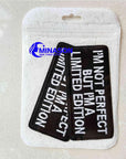Embroidered Phrase Patches, 2Pcs "I'M Not Perfect but a Limited Edition" Iron on Sew on Patch Repair Accessories for Hats Bags Clothes Jacket Jeans Backpacks