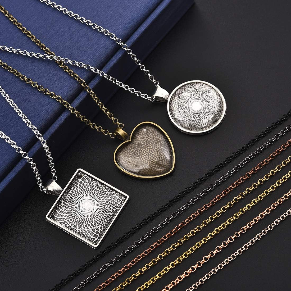 40 Packs 10 Colors Brass Necklace Chains 21 Inch Link Cable Chain Necklace with Lobster Clasps Bulk for Jewelry Making