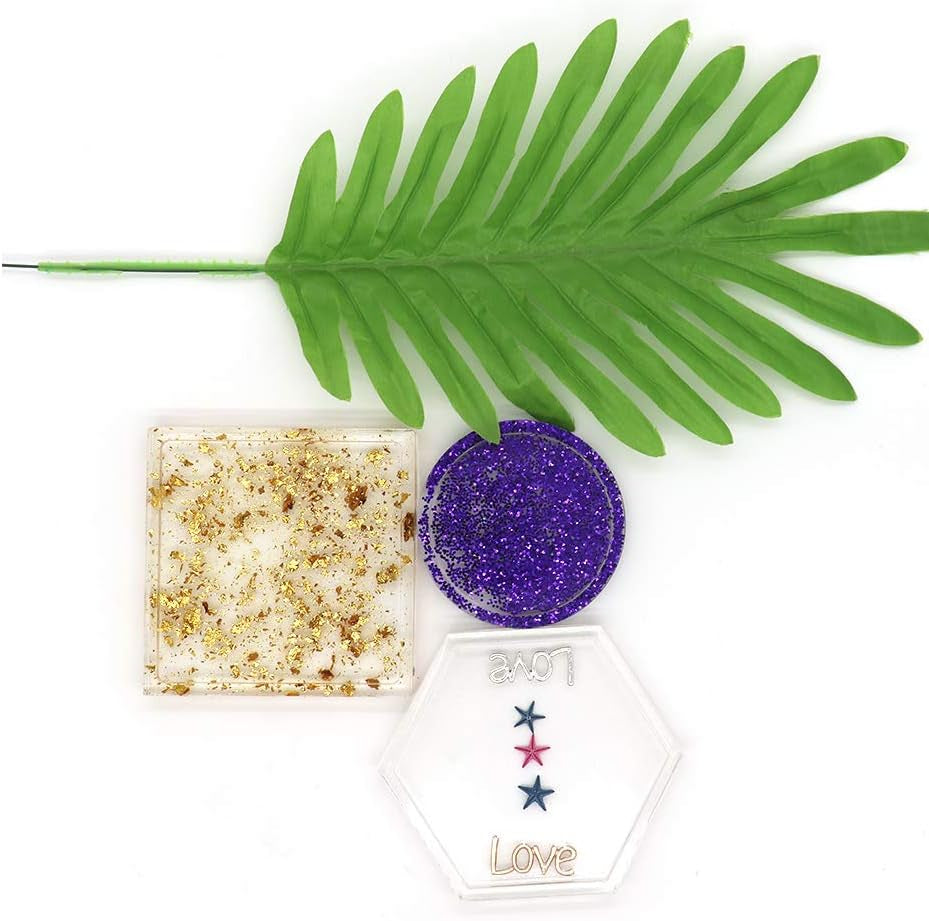 3 Pack DIY Coaster Silicone Mold, Include Round, Square, Hexagon, Molds for Casting with Resin, Cement