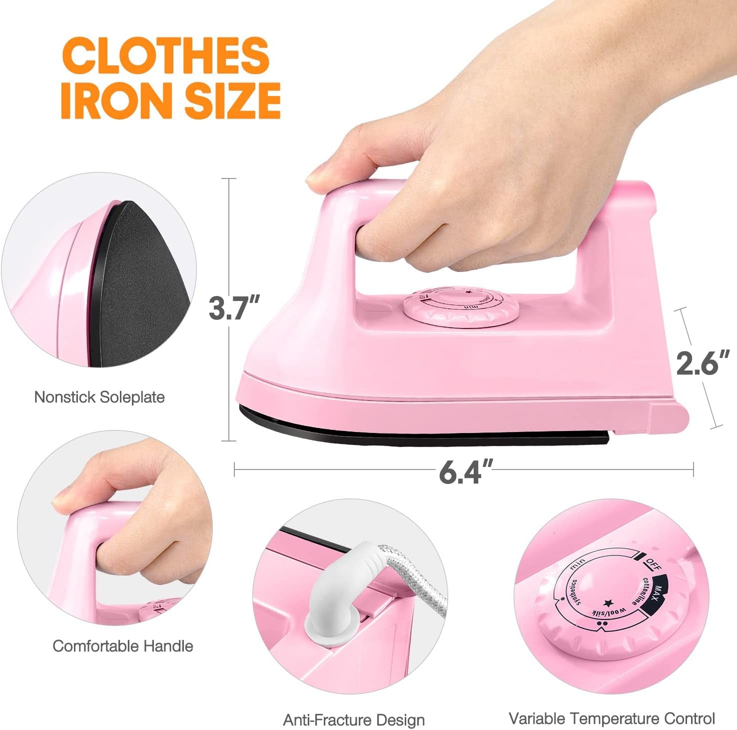 Mini Iron for Crafts Quilting, Travel Iron Household Iron Easy Iron Supplies Mini Electric Iron, Mini Heat Press Machine Sewing Sachine (Pink), White, Blue, Pink, Purple, Black, Rose Red