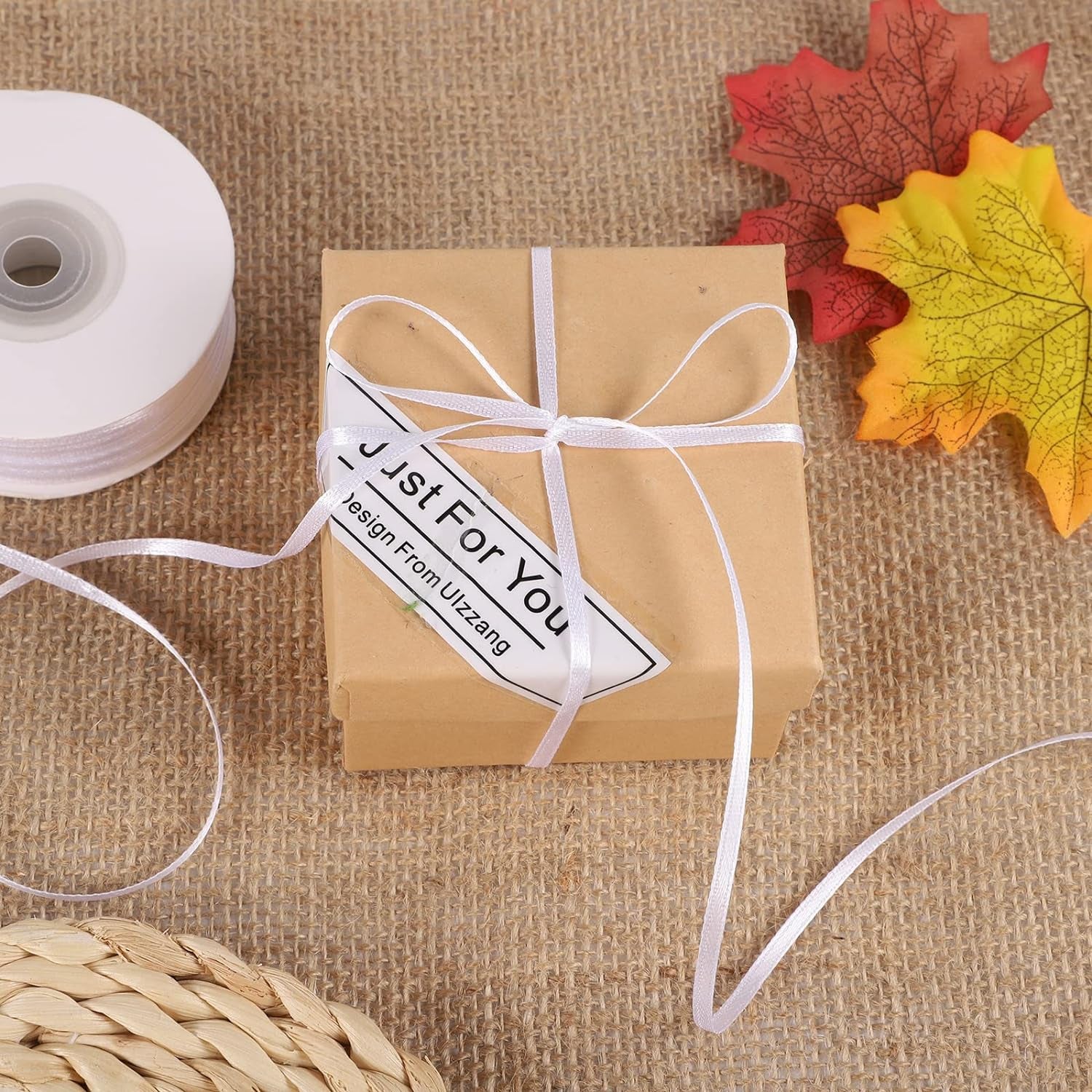 200 Yards 1/8 Inch White Satin Ribbon, Thin White Ribbon Double Faced Satin Ribbon for Gift Wrapping Wedding Party Decoration Bouquet Crafting