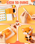Set of 5 Woodland Wool Needle Felting Kit, Fox Owl Hedgehog Squirrel Raccoon Animal Doll Wool Felt Needle Felting Tools Foam Pad, DIY Needle Felting Craft Party Supplies for Beginners