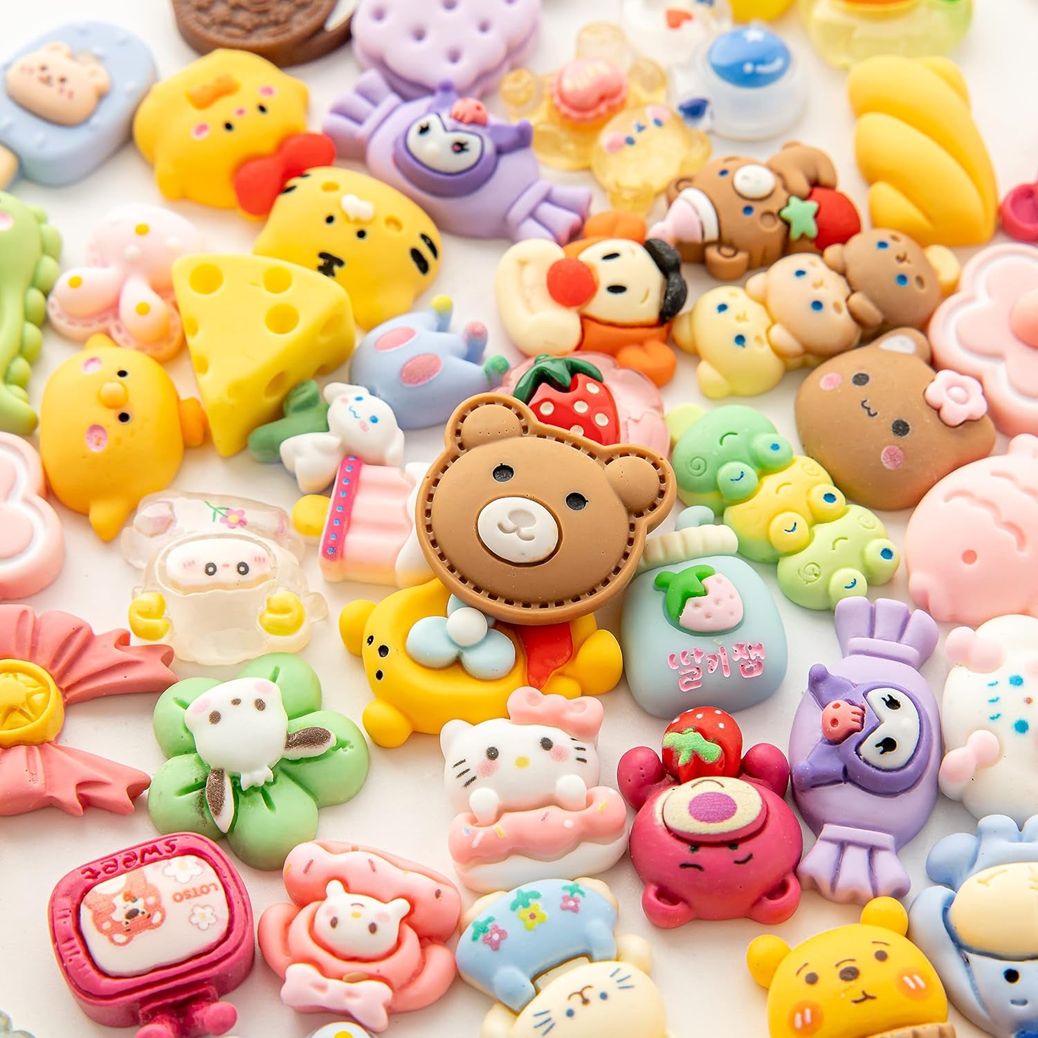 Slime Charms Cartoons Charms Cute Set - Mixed Lot Assorted Cartoons Kawaii Charms Resin Flatback Cute Sets for DIY Crafts Making,Decorations,Scrapbooking,Embellishments,Hair Clip 80Pcs