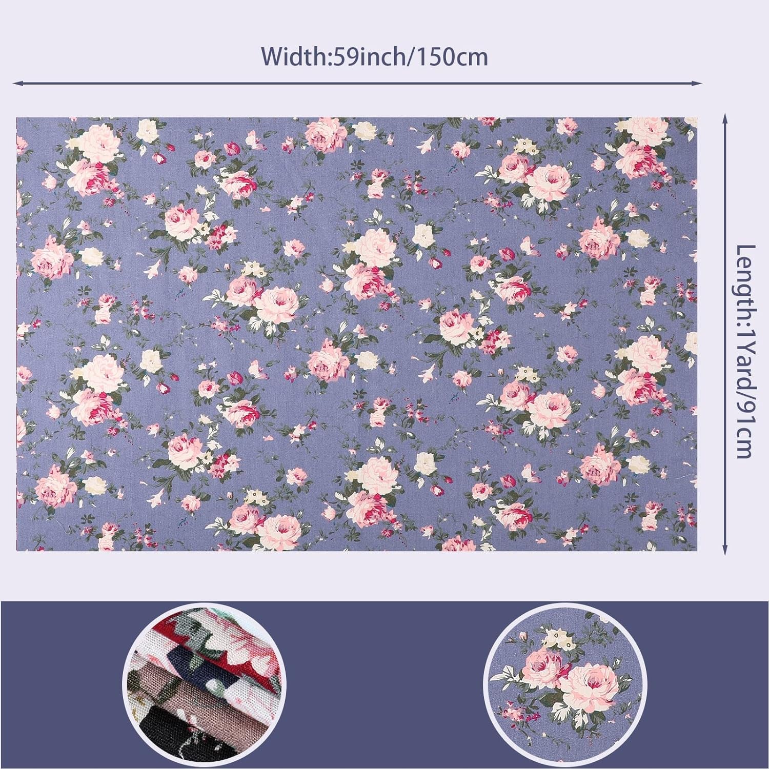 8 Pieces 35 X 59 Inch Large Vintage Floral Fabric Cotton Precut Fabric Decorative Quilting Fabric by the Yard Feminine Nostalgic Romantic Flowers Print for Sewing Craft DIY Making Home Decor