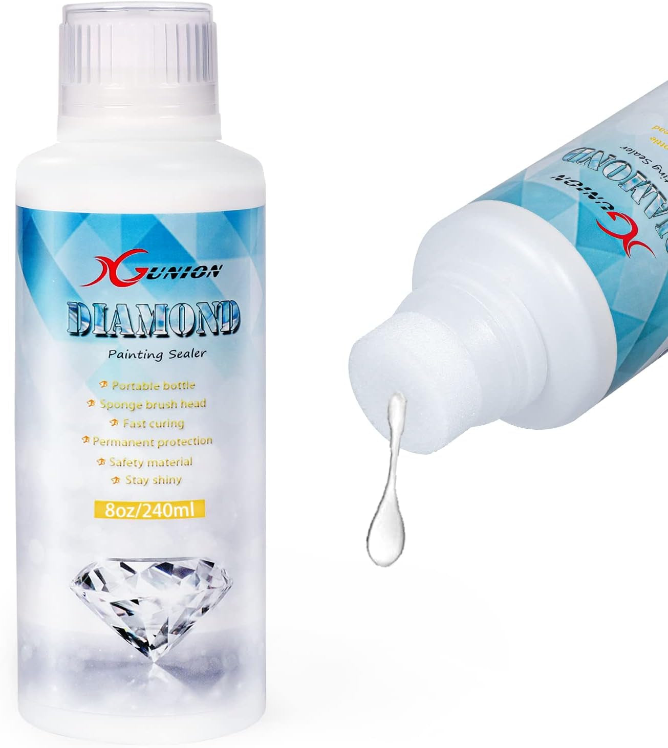 Diamond Painting Sealer 240ML Diamond Painting Glue with Spong Head 5D Diamond Painting Art Glue Sealer Accessories Permanent Hold & Shine Effect for Diamond Painting and Puzzles(8 OZ)