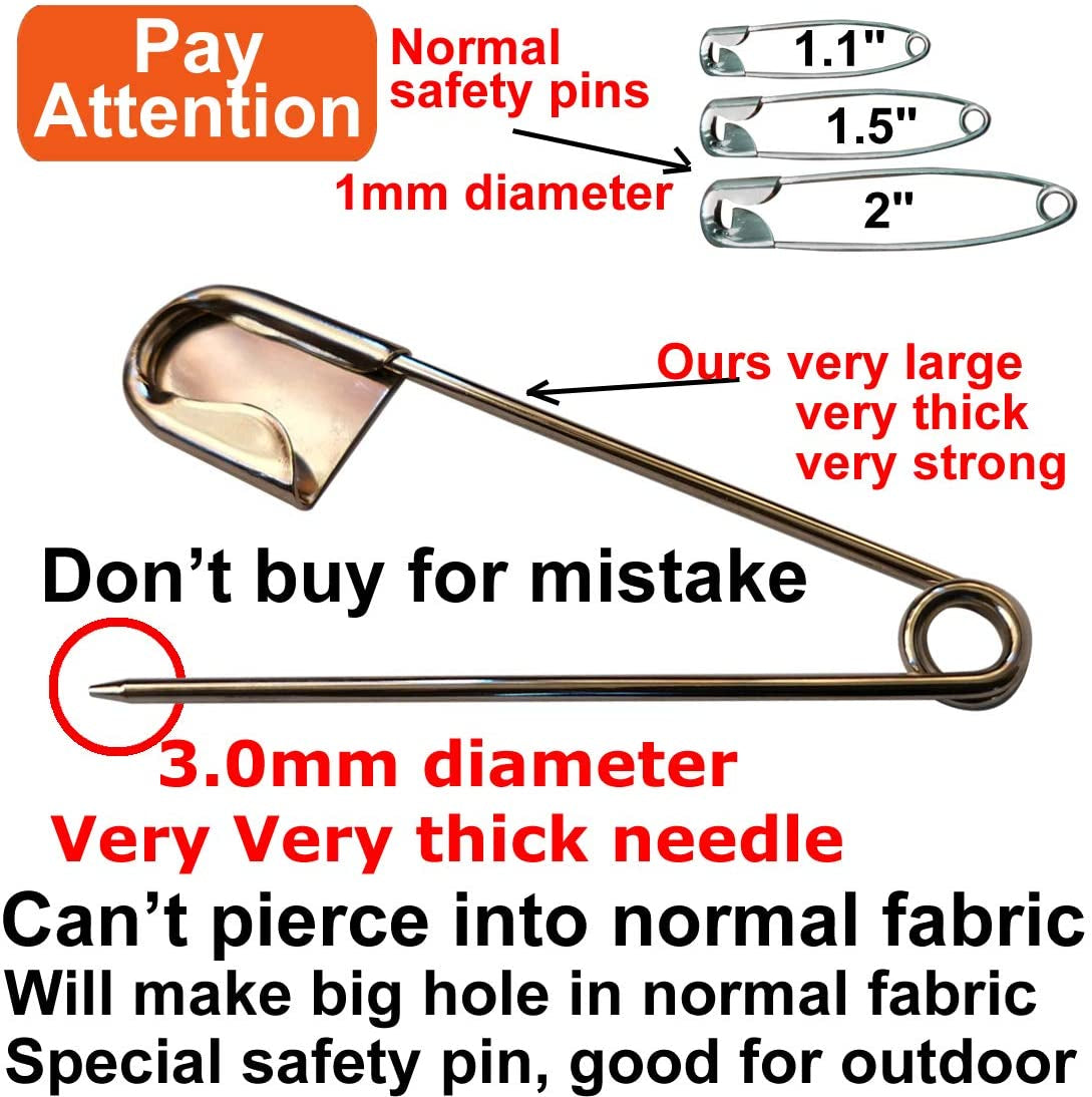 5 PCS of 5 Inch Heavy Duty Jumbo Stainless Steel Safety Pins Silver Color Safety Pins for Laundry, Blanket, Key Rings, Outdoor