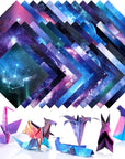150 Sheets Double Sided Origami Paper Kit 6 X 6 Inch Beautiful Sky Scrapbook Paper Galaxy Outer Space Star Pattern Paper Easy Folding for Arts Crafts School Kids Teachers, 36 Designs (Vivid Style)