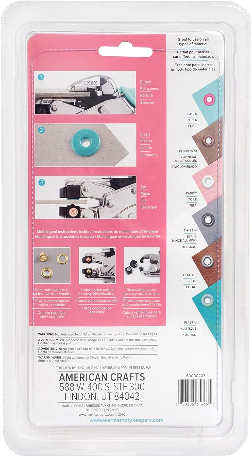 - Crop-A-Dile Eyelet Setter and Snap Punch, Pink Comfort Handle, for 1/8 or 3/16 Inch Holes, Grommet and Embelishment Crafting Puncher for Paper, Fabric, Leather, Plastic, and Metal
