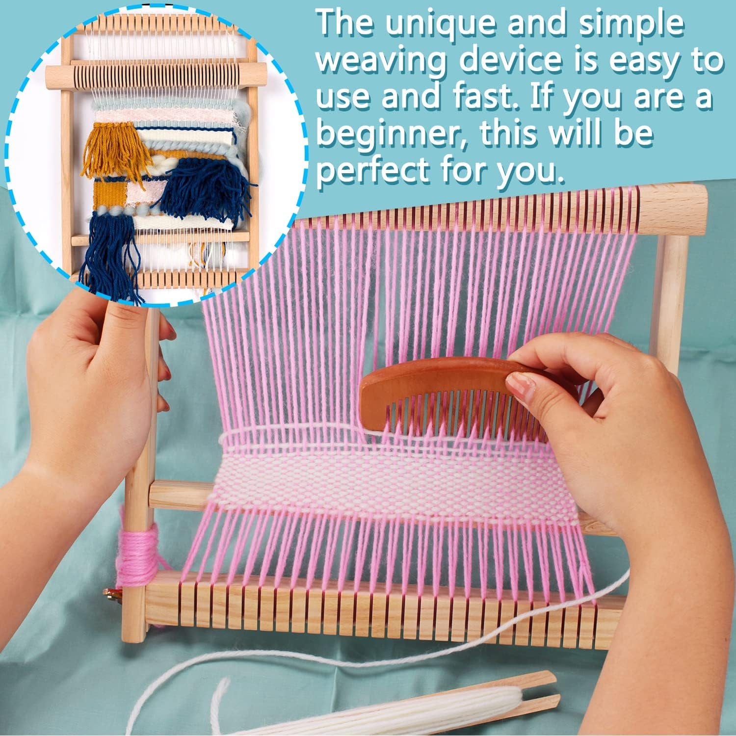 Weaving Loom Kit, 15.2" H X 9.85" W Wooden Tapestry Looms, Warp ​Frame ​Loom Heddle Bar for Weave Board Weaver Tapestry Kids Beginner