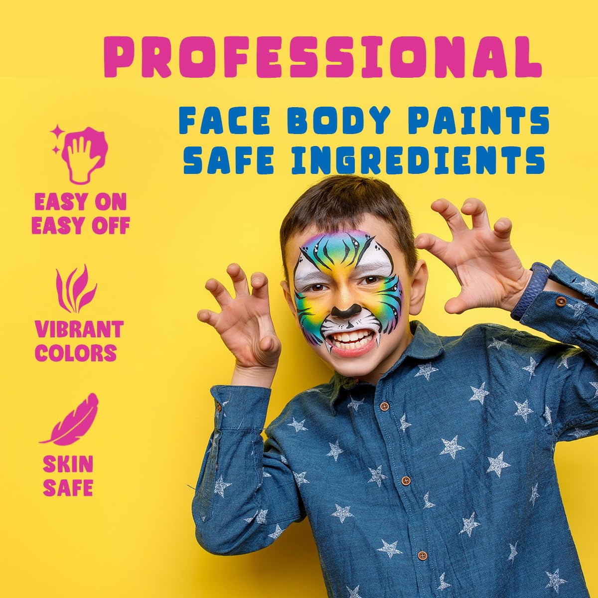Face Paint Kit Professional Split Cake Face Painting Set for Kids Adults 12X10 Gm with Stencil One Stroke Non Toxic Rainbow Flora Dolphin Unicorn Flame Body Paint Halloween Christmas Makeup