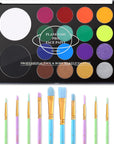 Face Paint Kit + 10Pcs Paint Brush Water Activated Body Paint SFX Makeup Palette for Cosplay Halloween Black White Face Painting Kits for Adults Matte Neon Special Effects Makeup Kit