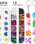 Silicone Resin Keychain Mold Set, Jewelry Pendant Casting Mold DIY Epoxy Keychain Mold with Keychain Rings, Dried Flower and round Sequins for DIY Craft Making Supplies, 67 Pieces