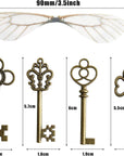 30 PCS Vintage Skeleton Keys Flying Keys with 30 Pairs Dragonfly Wings and 30 Yards Elastic String for Party Decorations