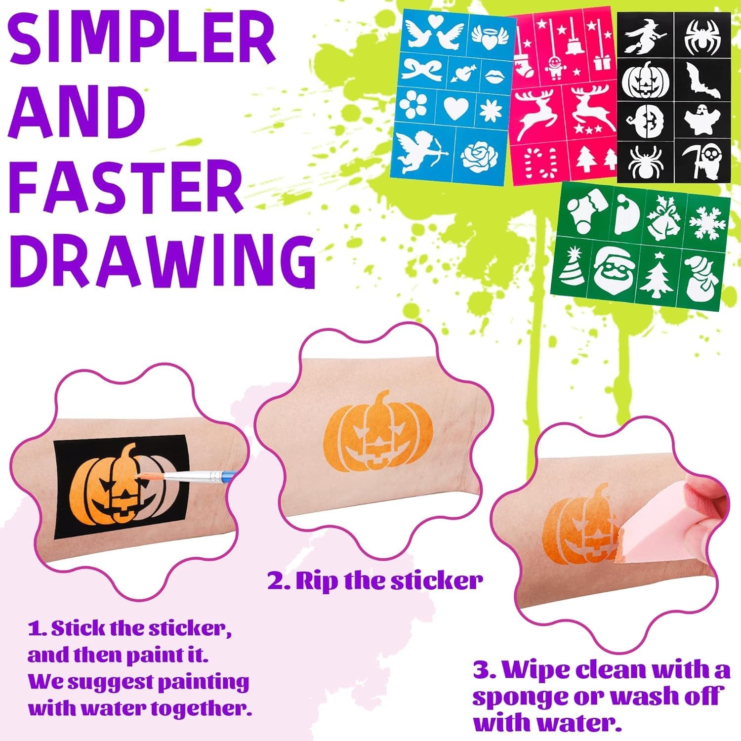 Face Painting Supplies, Face Painting Kit for Kids, Safe and Easy to Use Face Paint, Non-Toxic and Hypoallergenic Face Painting Kit Professional, Halloween Makeup Kit