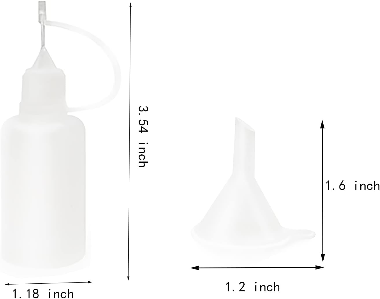 12 Pcs 1 Ounce Precision Tip Applicator Bottles, 30ML Needle Tip Glue Bottles for DIY Paper Quilling Craft, with 2 Mini Funnel, White Lids