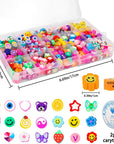 300PCS Clay Beads Charms,Fruit Flower Letter Beads Soft Beads for Women Girls Bracelet Making DIY Bracelet Necklace Earring Accessories with 4M Crystal Elastic String