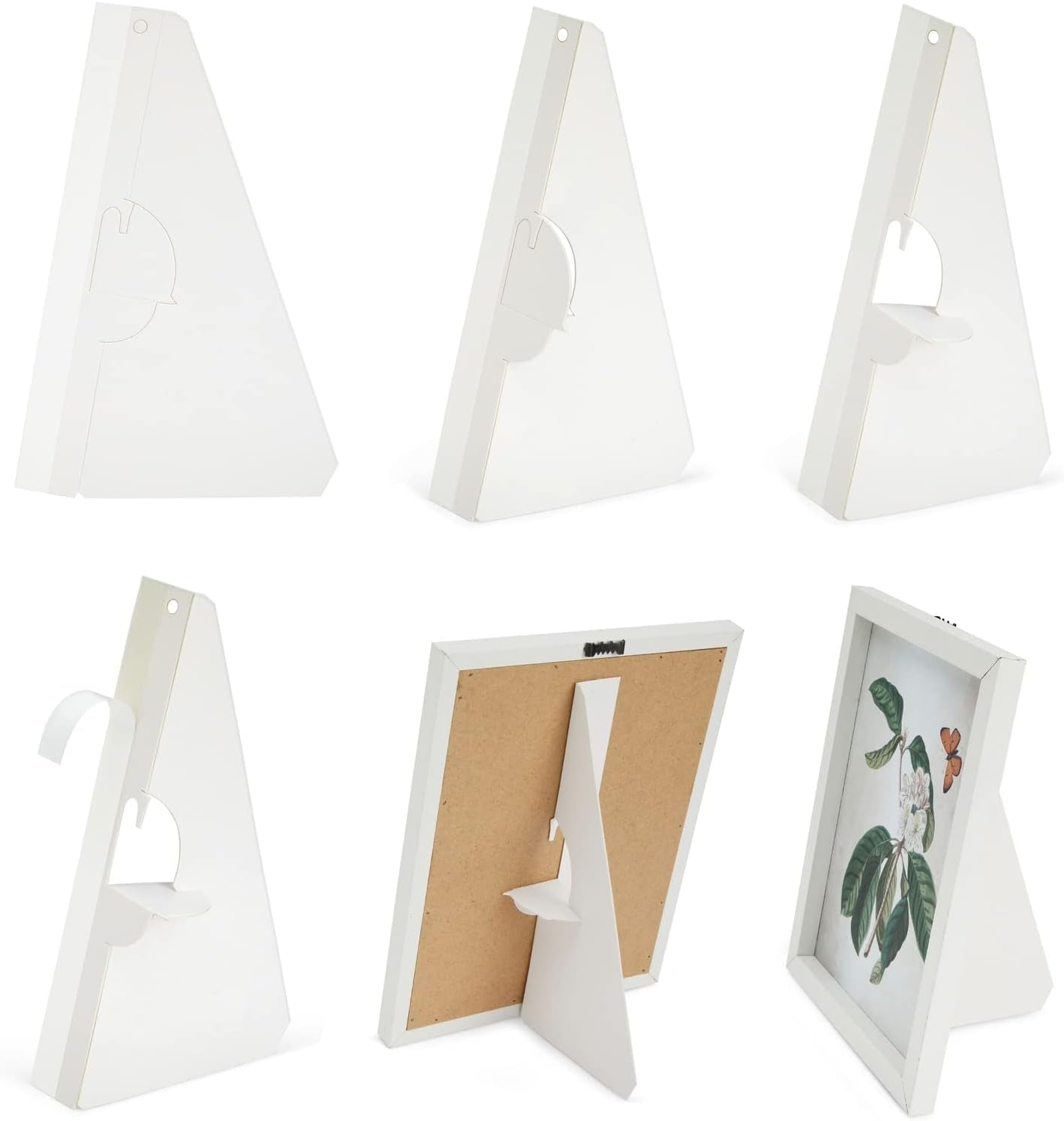 50 Pack Self Stick 9 Inch Cardboard Easel Backs, Picture Frame and Art Stand for Painting, Photos, Artwork, Crafts (White)