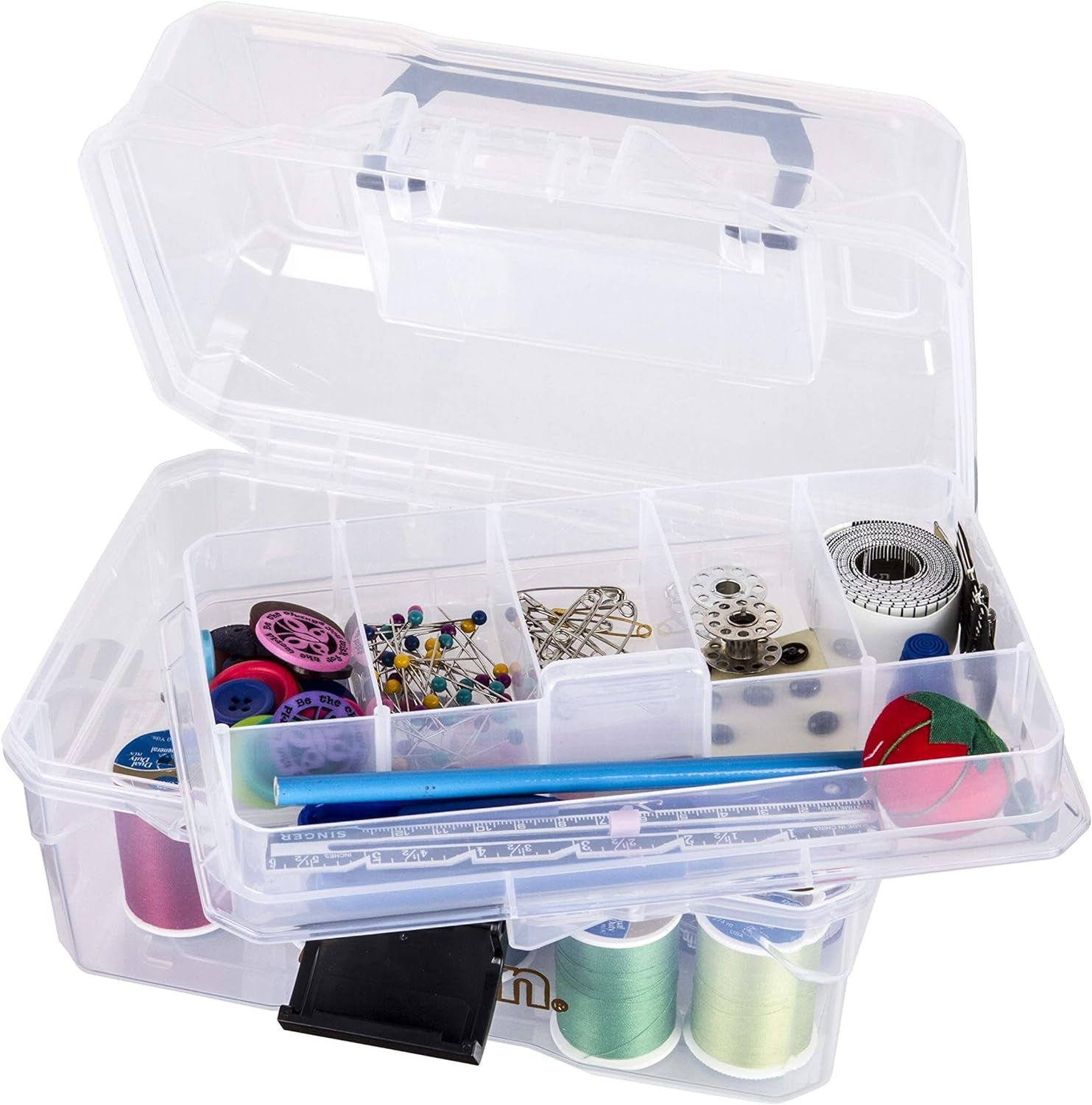 6890AG Small Project Box, Portable Art &amp; Craft Organizer with Lift-Out Tray, [1] Plastic Storage Case, Clear