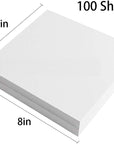 Tear Away Stabilizer for Embroidery Backing 8"X8" - 100 Precut Sheets,  Medium 1.8Oz Embroidery Stabilizers - Tearway Embroidery Stabilizer for Machine and Hand Sewing - Fits 4X4 and 6X6 Hoops
