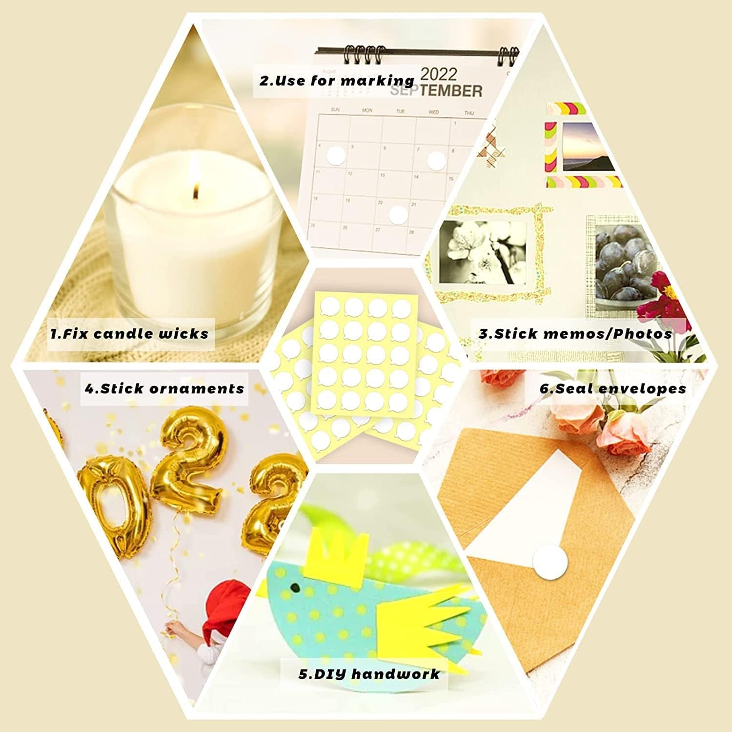 200 PCS Wick Stickers for Candle Making, Double-Sided Heat Resistant Candle Wick Stickers, Adhere Steady in Hot Wax Wick Stickers