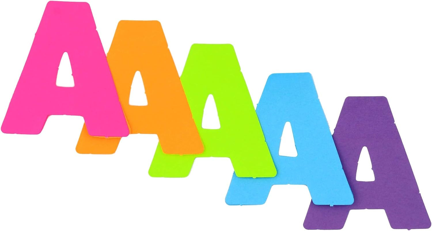 Jumbo 4" Paper Poster Letters and Numbers for Projects and Crafts, Neon Colors, 190 Pieces, Study Room