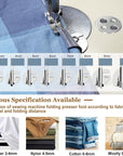 Sewing Rolled Hemmer Foot Set 8 Pcs (3/4/5/6/7/8/9/10 MM), 1 Pcs Sewing Magnetic Seam Guide, Rolled Hem Hammer Foot, Sewing Machine Tools & Accessories, Universal Sewing Machine Screws (3 Pcs)