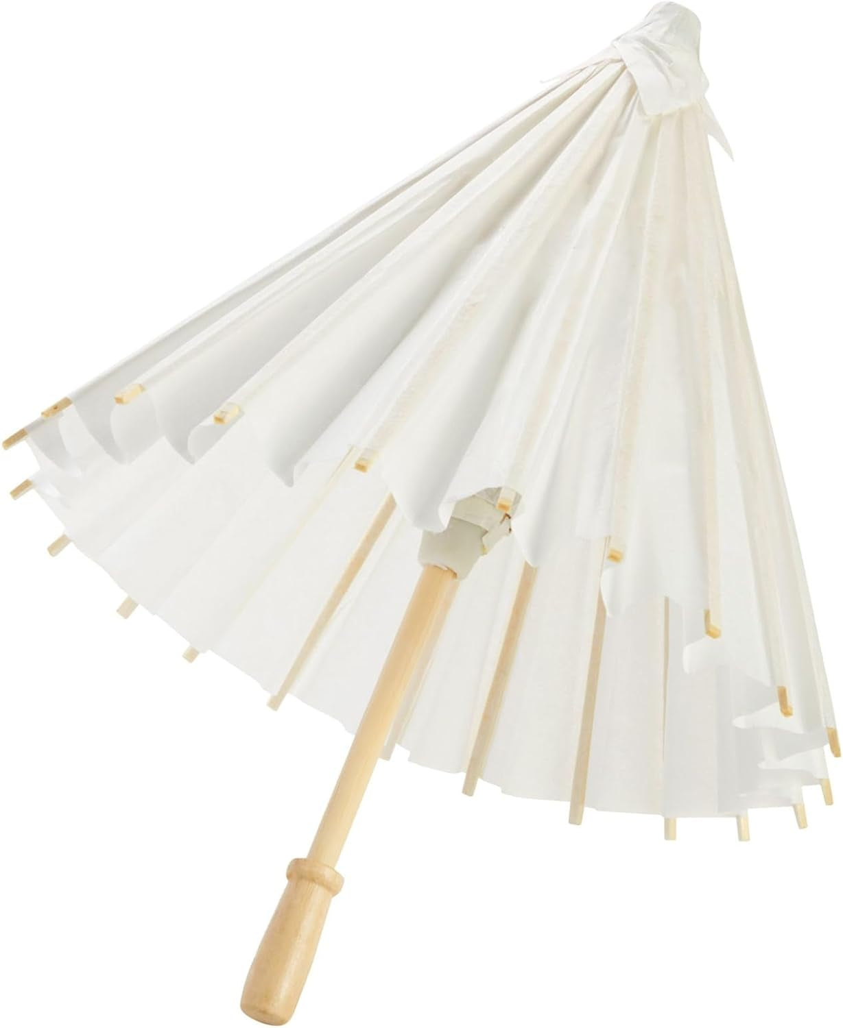 6-Pack Parasol Paper Umbrellas for Decorations for Kids, Cocktail Party Decor, DIY, Arts and Crafts Projects, Sun Parasols for Plants, Photo Props (Small, White, 16 In)