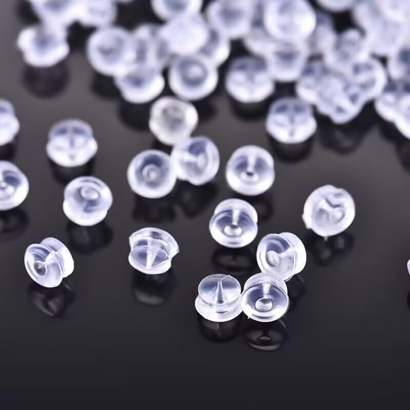 Earring Backs Rubber,50Pcs Soft Clear Earring Backs for Studs,Hypoallergenic Silicone Earrings Backs Replacement for Women(Round）