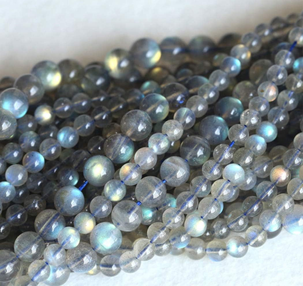 2 Strands  Natural Grade a Blue Flash Labradorite Healing Gemstone 8Mm round Loose Beads Gem Stone Spacer (88-94Pcs) for Jewelry Craft Making GY33-8
