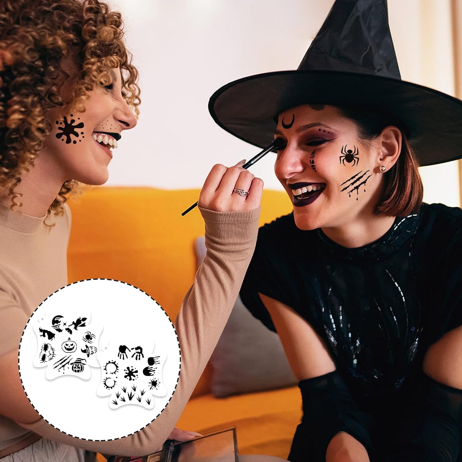 16 Pcs Face Paint Stencils, 121 Patterns Body Facial Painting Stencils, Reusable Mermaid Scale Flowers Face Tattoo Stencils Makeup Kit Face Tracing Stencils for Christmas Holiday Halloween Party