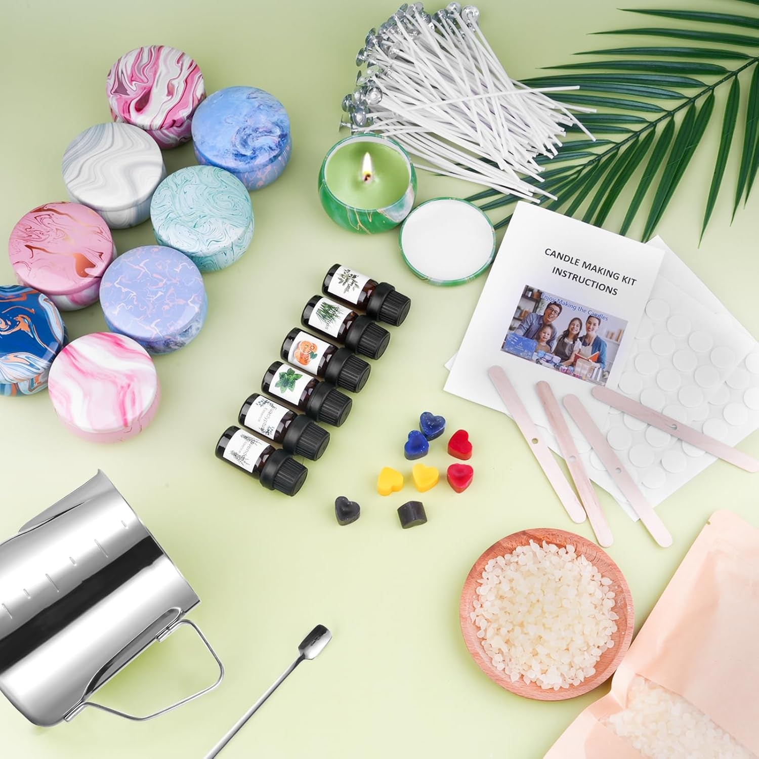 Candle Making Kit for Adult, DIY Candle Making Supplies Include Beeswax, Wicks, Candle Tins, Essential Oils, Dyes, DIY Arts &amp; Crafts Gift for Kids, Beginners, Adults