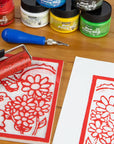 Water-Soluble Block Printing Ink, 6-Color Printmaking Ink Set for Linoleum Block, 3.5 Floz