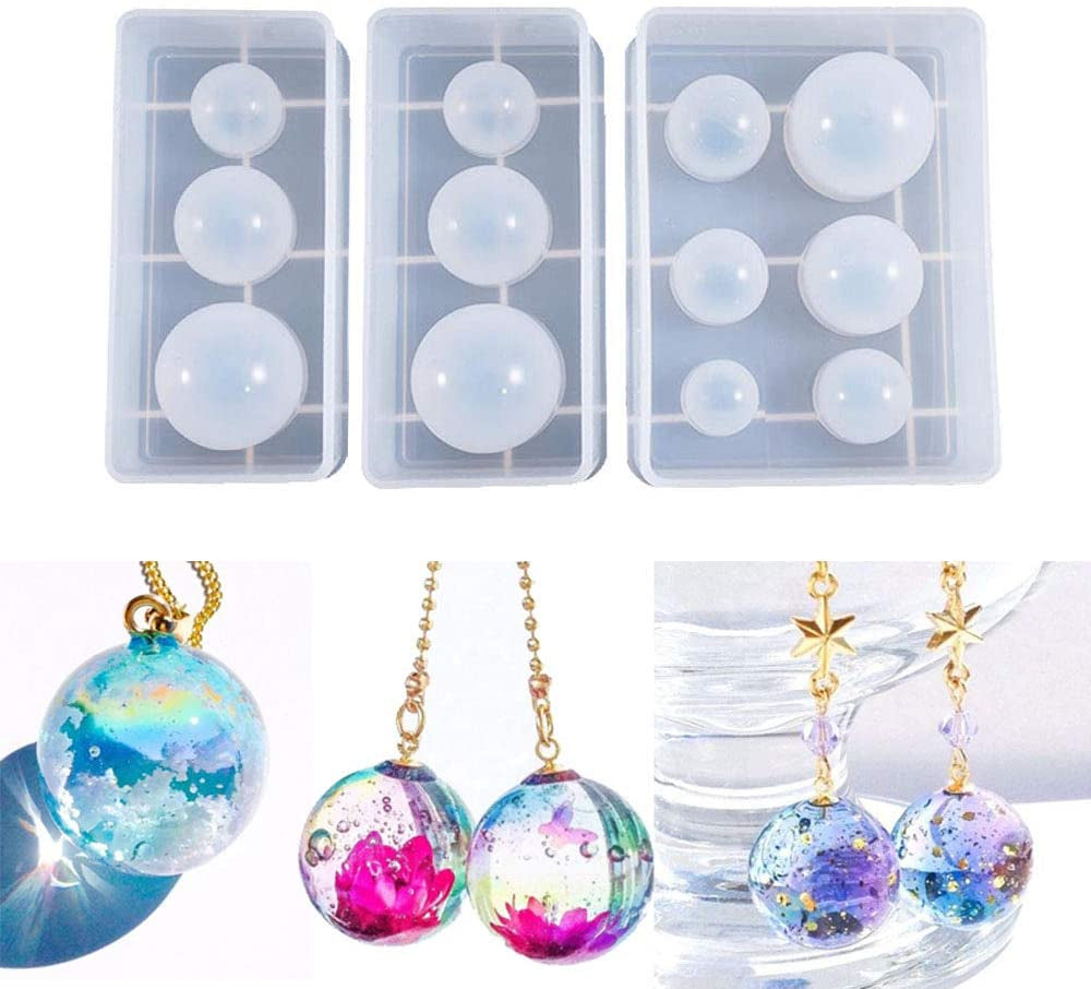 Silicone Ball Mold,  3Pcs Resin Epoxy Mold, Universe Spheroid Moulds, Orbs Pendant Casting Molds for UV Resin Crafts, DIY Jewelry Making