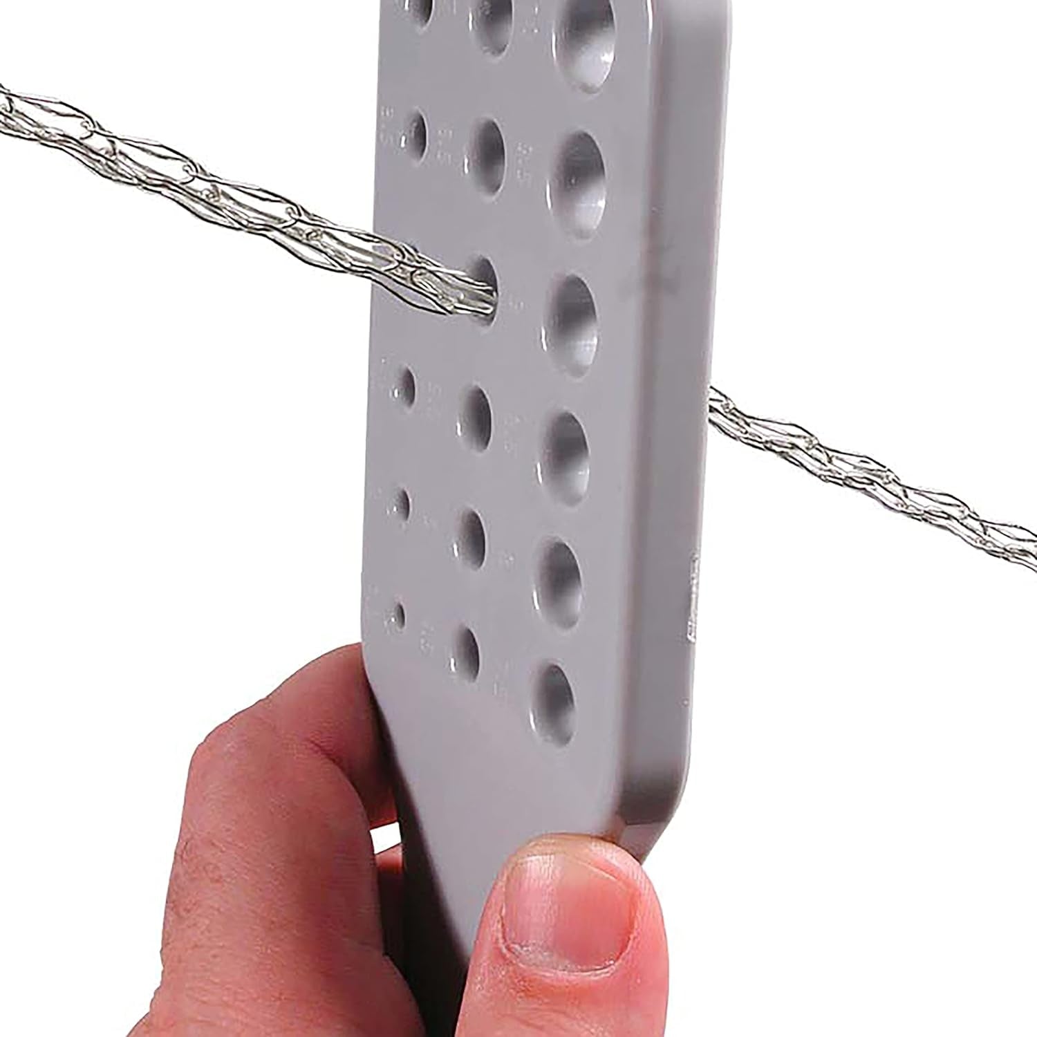 Wire Chain Drawplate, Durable Plastic with Handle, 2 Paddles, 33 Holes - Diameter Range 1.5 – 14.5Mm – Smooth, Shape and Condense Knitted, Crocheted, Woven or Braided Wire