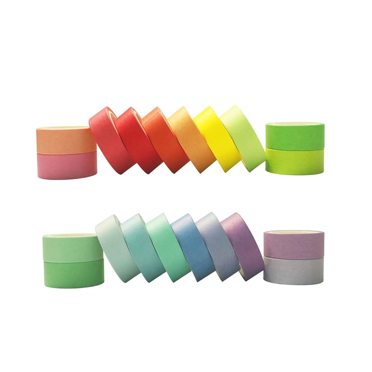 Washi Tape Set 20 Rolls - 15 Mm Rainbow Colors Washi Masking Tape Decorative Tape for Bullet Journal, Planner, DIY Arts Crafts, Scrapbooking, Holiday Decoration