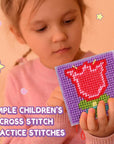 8-In-1 Cross Stitch Kit for Beginners Kids, Includes 8 PCS Plastic Canvas with Pre-Patterns, 13 Colors Threads, Instructions, Embroidery Needles for Beginners Sewing