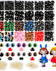 1200PCS Safety Eyes for Amigurumi, Stuffed Crochet Eyes with Washers 6Mm, 8Mm, 12Mm Plastic Crochet Safety Eyes Black Safety Eyes for Crochet Stuffed Animal Eyes for Craft Teddy Bear 6