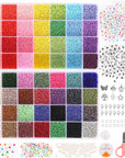 45000Pcs Glass Seed Beads for Bracelet Making Kit, 56 Colors 2Mm Small Beads for Jewelry Making, 260Pcs Letter Beads for Crafts Gifts