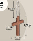 50-Pack Mini Wooden Cross Keychains Bulk for Christian Party Favors, Easter Crafts, Necklace and Bracelet Charms for Jewelry Making (1.2X1.7 In)