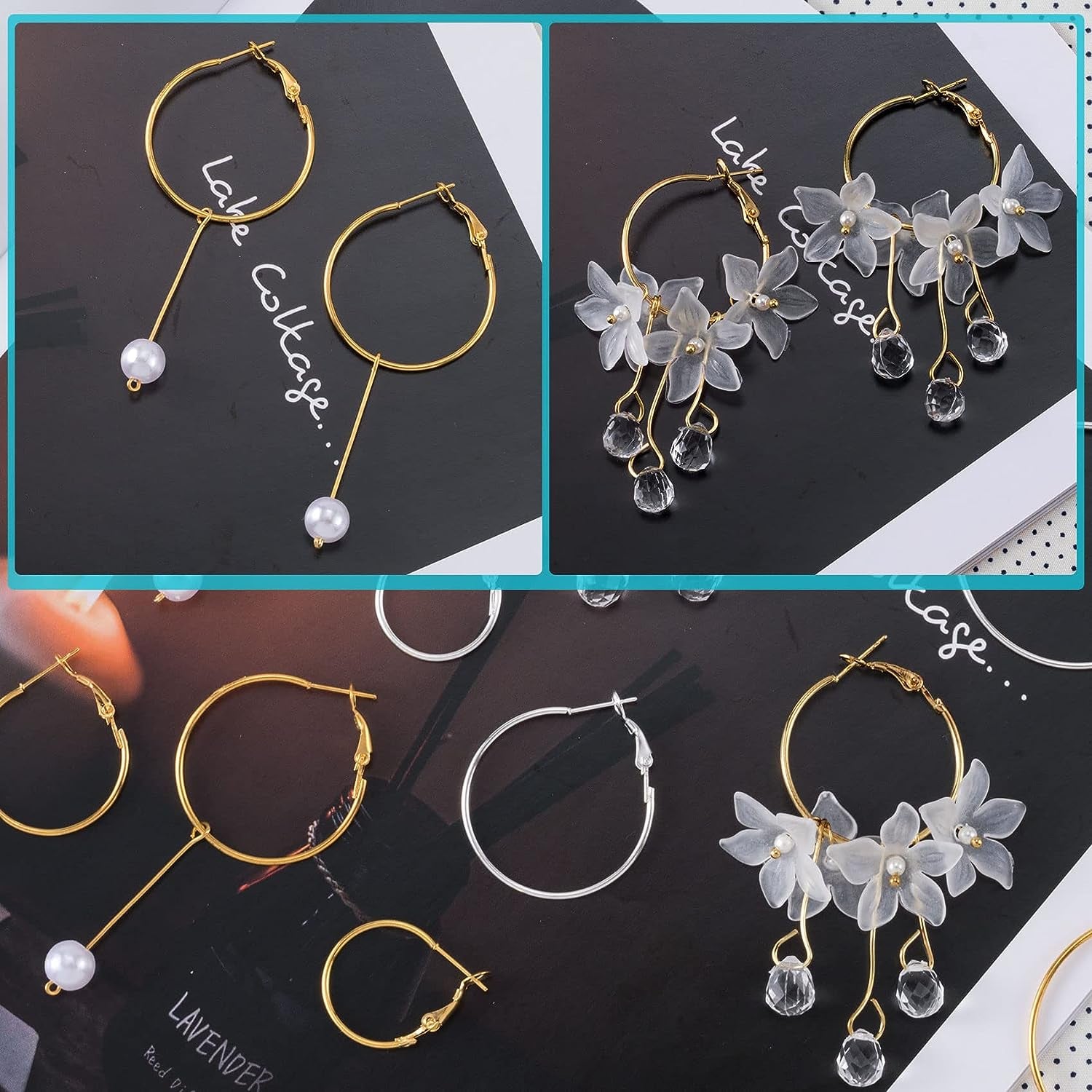 96Pcs Hoop Earrings Finding, Hypoallergenic Alloy round Earring Hoops for Jewelry Making, Open Beading DIY Earrings Craft Art Accessories