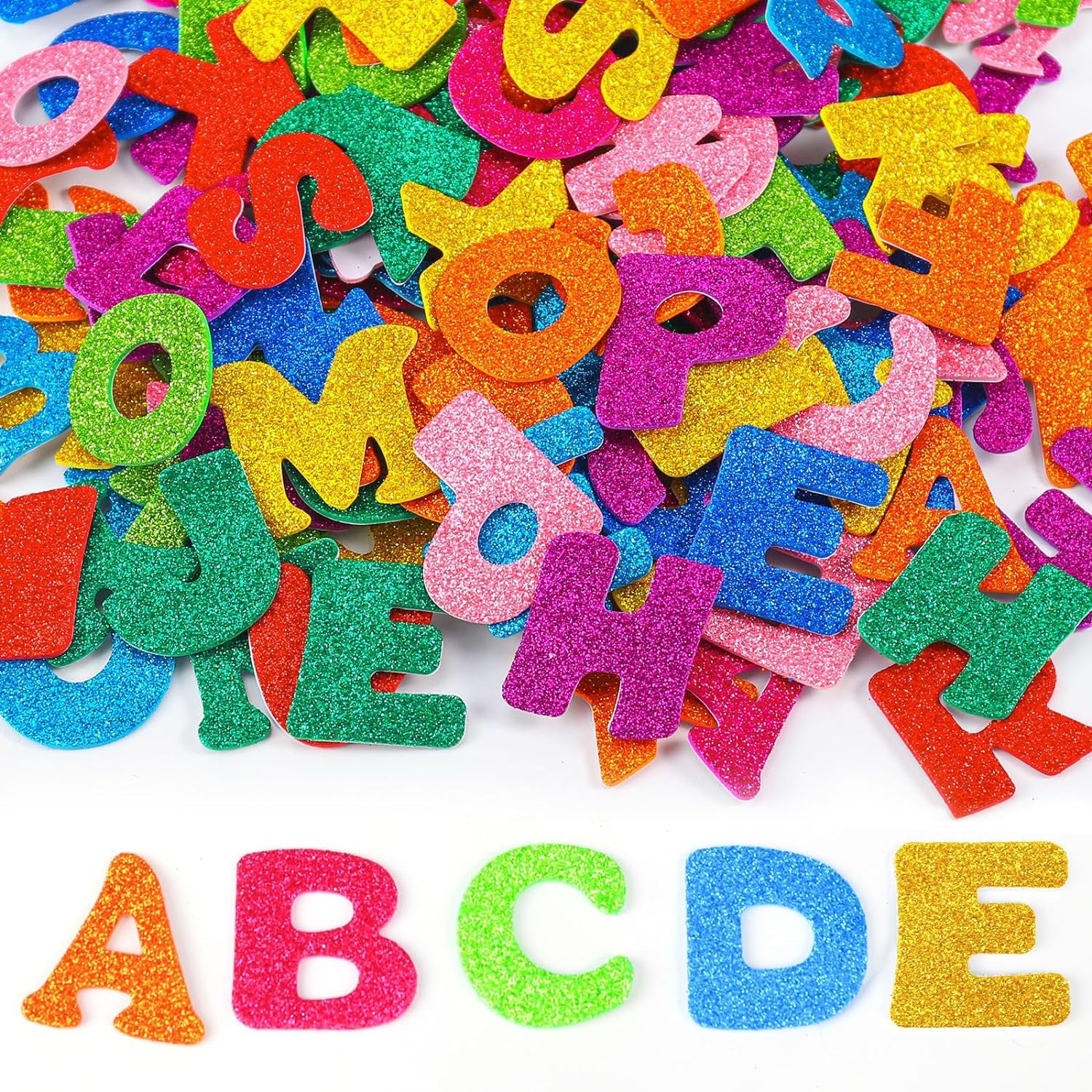 260Pcs Glitter Letters Stickers Foam Alphabet Stickers, 10 Sets 1.5 Inch Self-Adhesive A-Z Foam Letter Stickers Crafts Supplies Stickers for Kids School Project Party Decorations,10 Colors