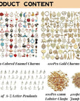 200Pcs Mixed Gold Plated Enamel Charms for Jewelry Making - Also Includes 52Pcs Letter Pendants, 400Pcs Jump Rings and 100Pcs Lobster Clasps for Necklaces,Bracelets,Earrings,Diy Crafting
