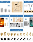 Wood Burning Kit for Adults with Gloves, 130Pcs Wood Burning Pen Tool Set with Adjustable Temperature 200~450 °C Switch Pyrography Pen Kit for Embossing Carving Soldering