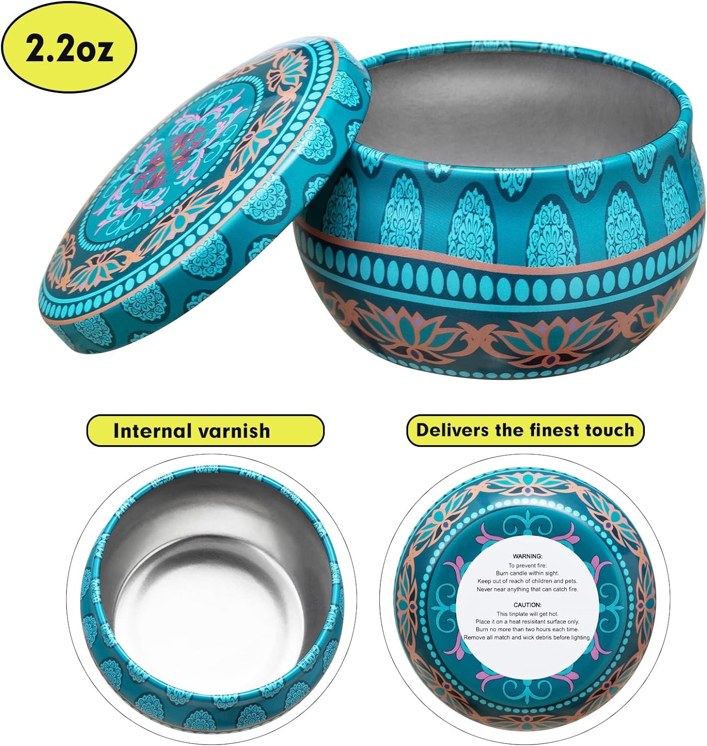 Candle Tins with Lid, 2.5Oz 24 Designs Tinplate Cans with Wicks, Wick Holders, Wick Stickers for Candle Making, DIY Arts and Crafts, Small Item Storage