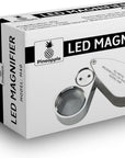 40X Jewelers Loupe with Light, UV Lighted Magnifying Glass Eye Loop, LED Illuminated Metal Pocket Magnifier for Jewelry, Currency, Plants, Coins, Diamonds, Stamps
