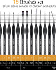 Detail Paint Brushes Set, 15Pcs Miniature Brushes for Fine Detailing & Art Painting - Acrylic, Oil, Watercolors & Paint by Number, Models, Face, Nail, Craft, Warhammer 40K